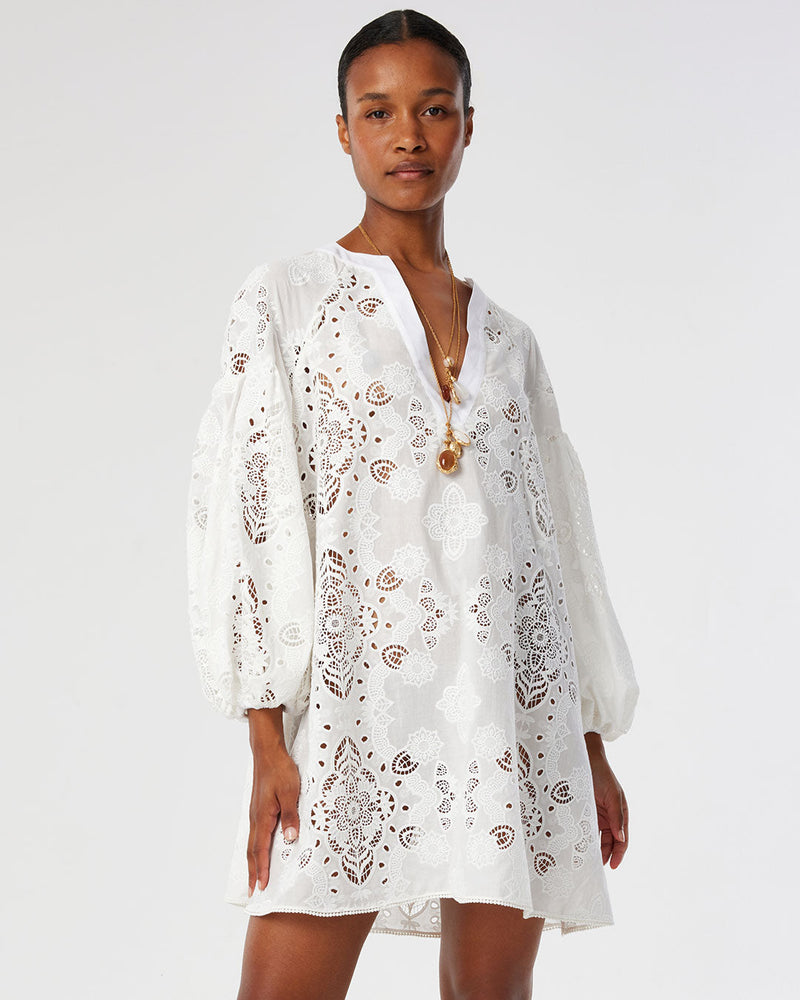 Harlow Lace Mini Dress - White media 1