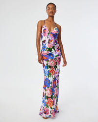 Olive Satin Maxi Dress - Floral Candy media 1