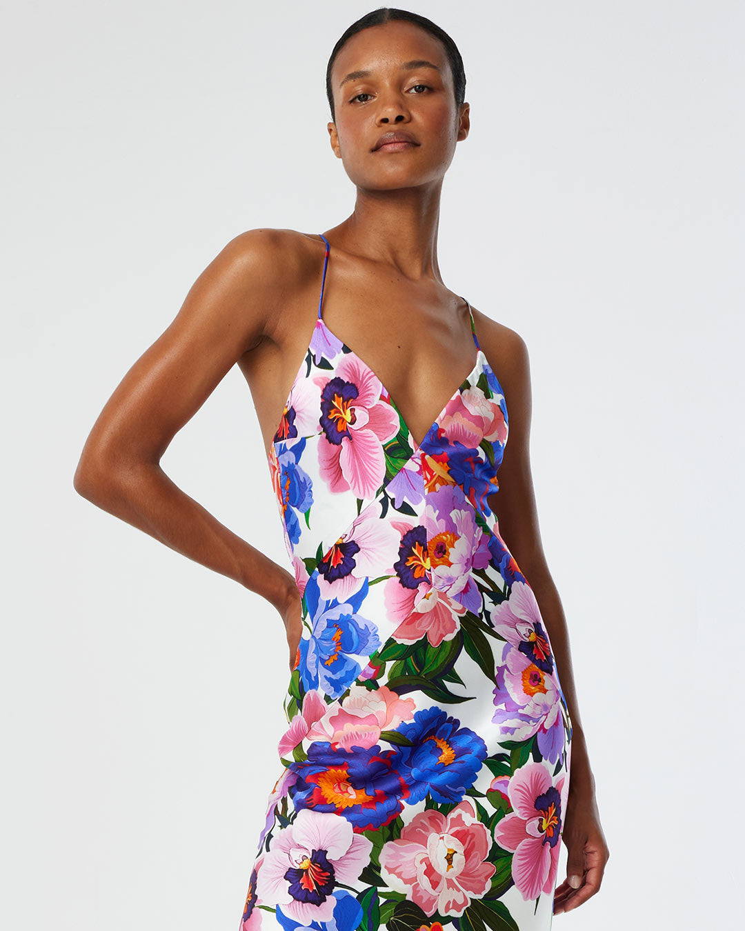Olive Satin Maxi Dress - Floral Candy media 2