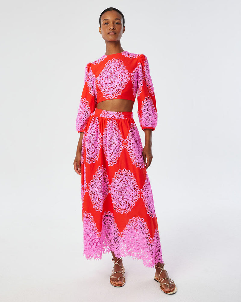 Rhea Lace Skirt - Red media 3