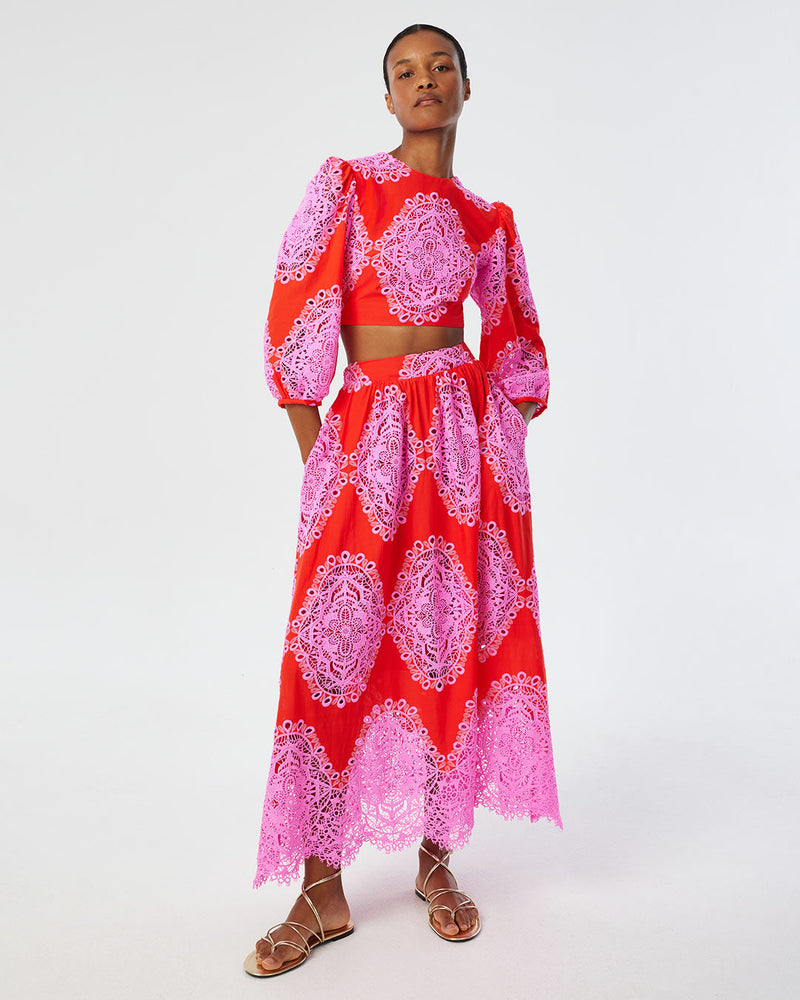 Rhea Lace Skirt - Red media 1