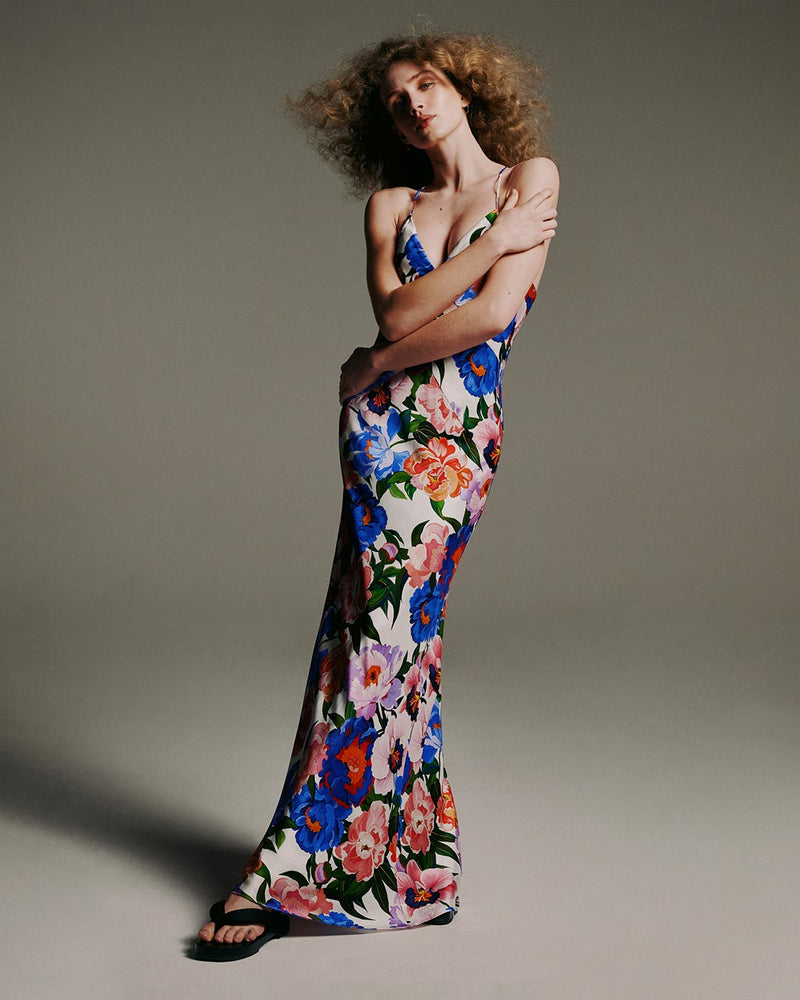 Olive Satin Maxi Dress - Floral Candy media 5