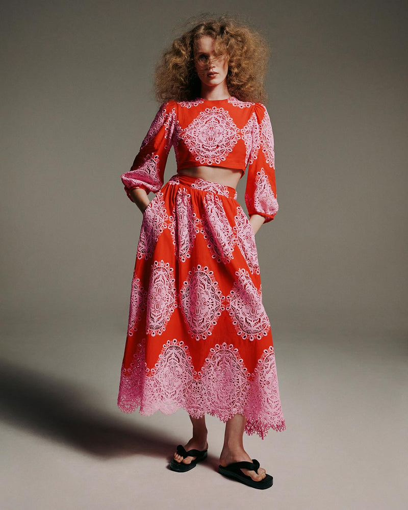 Rhea Lace Skirt - Red media 5