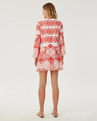 Stevie Lace Mini Dress - White & Coral media 3