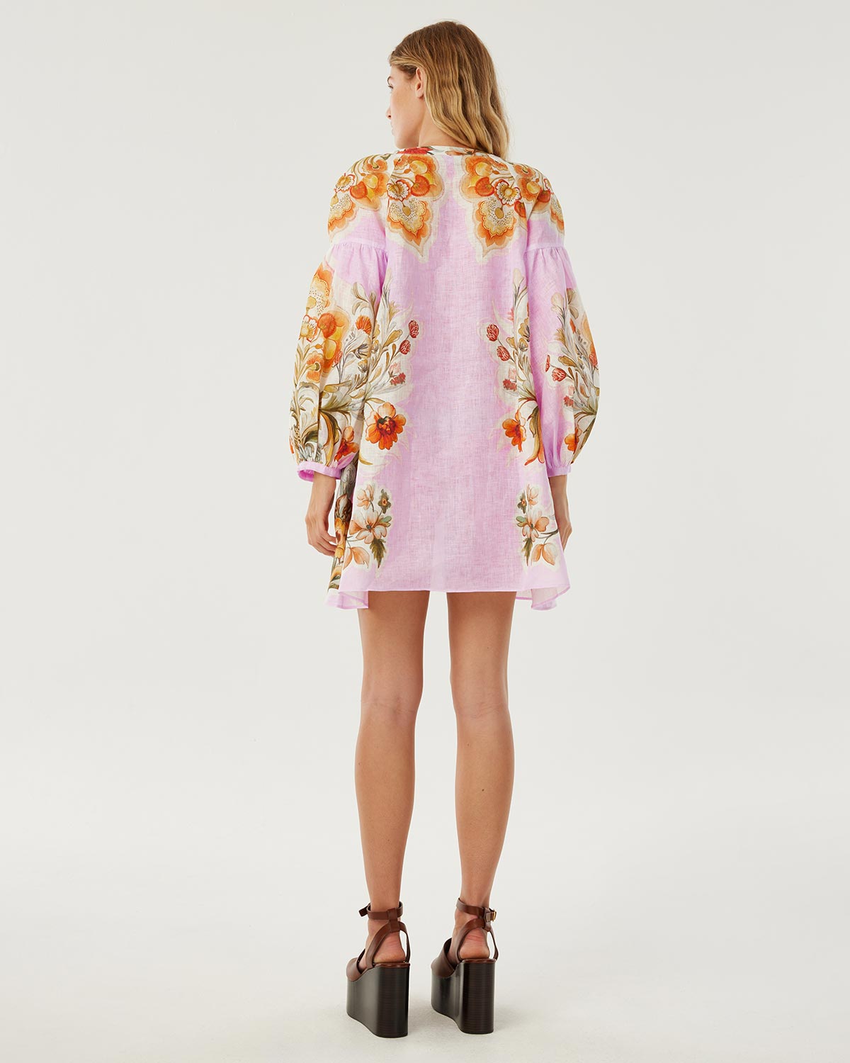 Harlow Linen Mini Dress - Sun Fire Garden - Lilac media 3