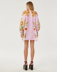Harlow Linen Mini Dress - Sun Fire Garden - Lilac media 3