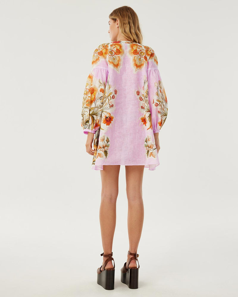 Harlow Linen Mini Dress - Sun Fire Garden - Lilac media 3
