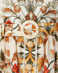 Petra Linen Midi Dress - Sun Fire Garden - Cream media 4