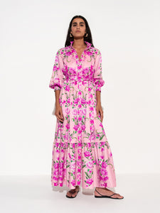 Demi Cotton Maxi Dress - Antheia Pink Placement