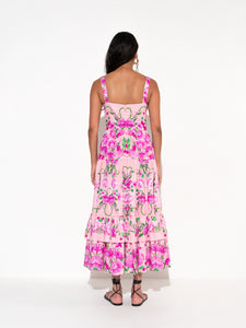 Daniela Cotton Midi Dress - Antheia Pink Placement