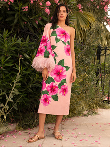 Aubrey Crepe Midi Dress - Nyx Pink