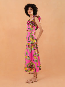 June Cotton Midi Skirt - Calypso Pink
