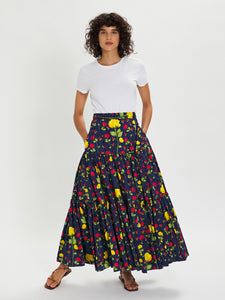 Billie Floral Maxi Skirt – Navy