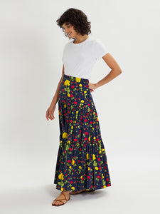 Billie Floral Maxi Skirt – Navy