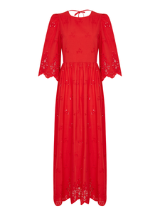 Carla Broderie Anglaise Maxi Dress - Red