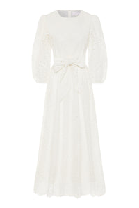 Constance Broderie Anglaise Midi Dress - White
