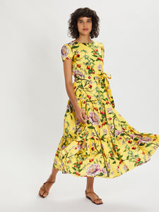Elisa Peony Midi Dress – Yellow