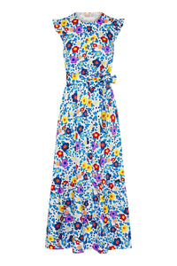 Gabrielle Floral Pop Cotton Maxi Dress – Blue