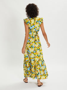 Gabrielle Yellow and Blue Floral Maxi Dress