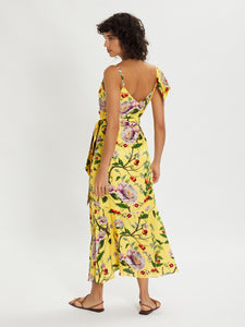 Isadora Peony Yellow Midi Dress