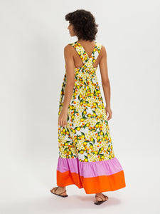 Mila Lemon Floral Cotton Maxi Dress – Yellow