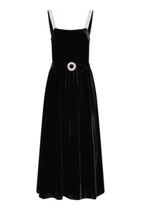 Ninet Velvet Midi Dress - Black