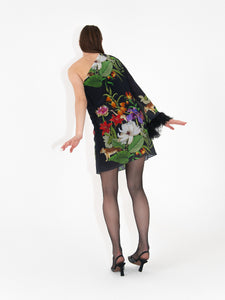 Vida Crepe One Shoulder Mini Dress - Safari Black