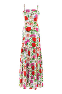 Cordiela Cotton Floral Maxi Dress –  White/Red